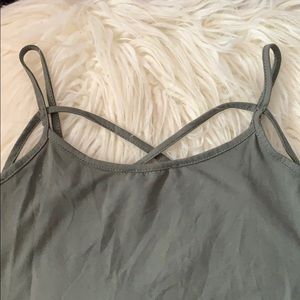 Strappy cross-cross khaki bodysuit